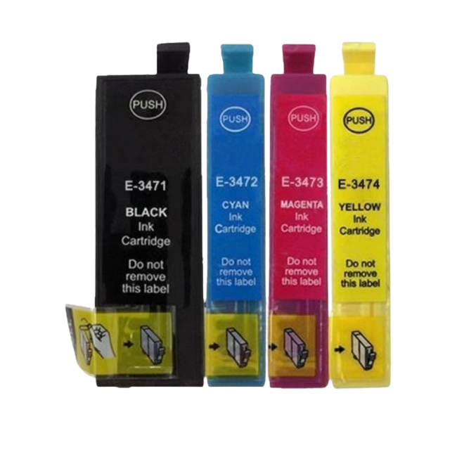 Zestaw tuszy INQ T3471 - T3474 CMYK/KOLOR do drukarek EPSON WorkForce Pro WF-3725DWF / WF-3720DWF  - zamienniki